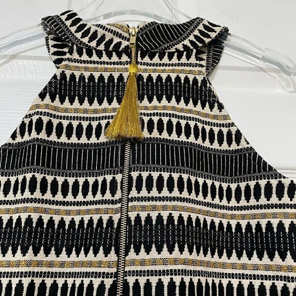 Judith March Jacquard High Neck Shift Dress in Black / Gold Sz Small - Picture 6 of 12